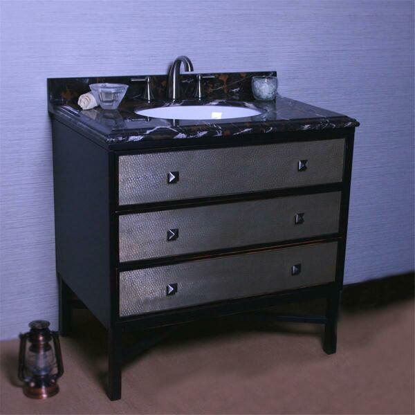 Infurniture 36 In. Solid Wood Sink Vanity With Micro Crystal Glaze Marble WB-1936MT-G